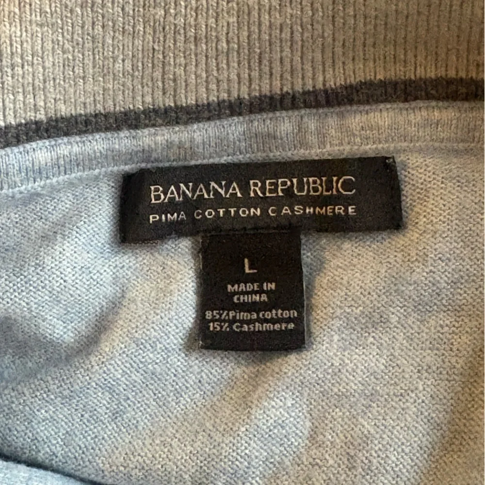 Banana Republic Men’s 1/4 Zip Sweater Large Cashmere Pima Cotton Long Sleeve
